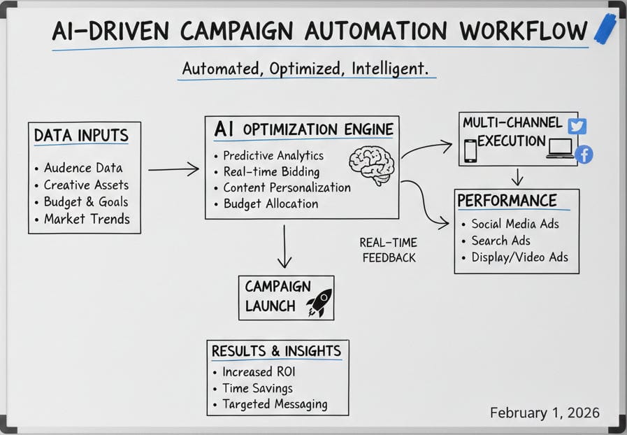 Diagram showing AI-driven campaign automation workflow